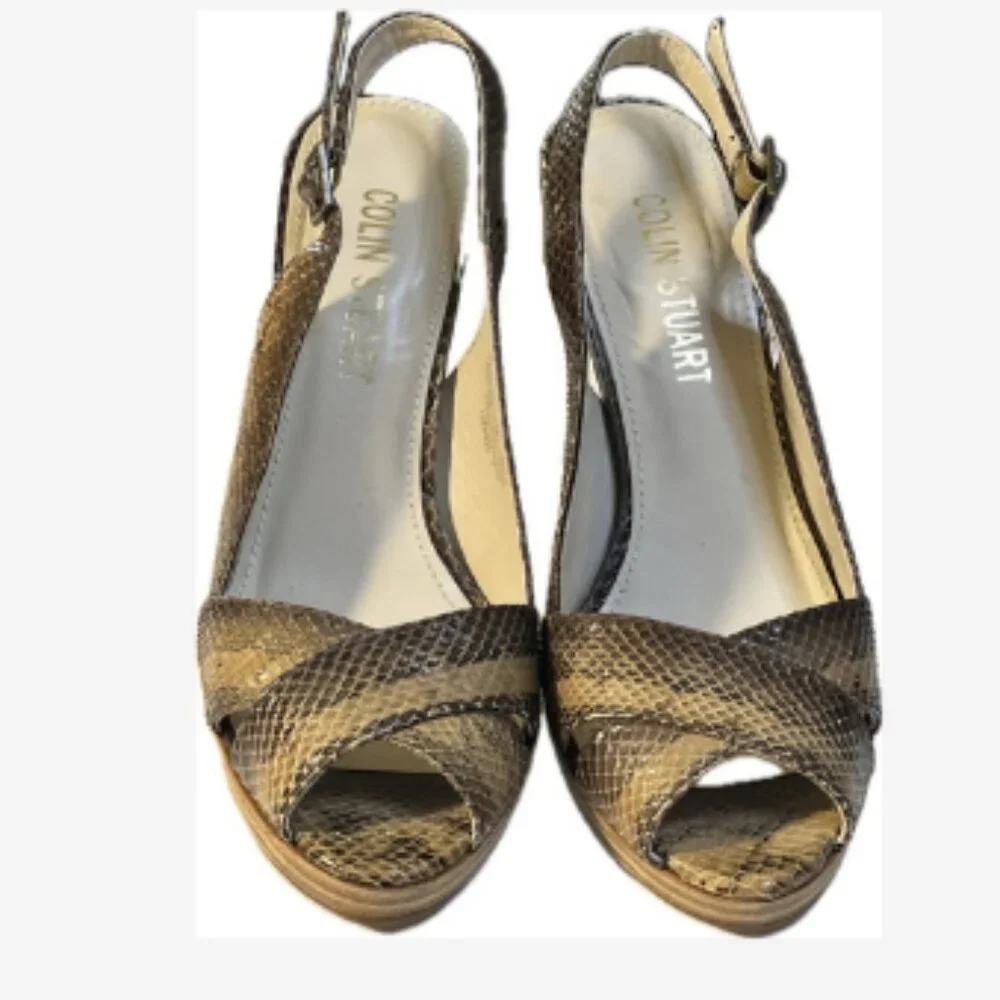 Colin Stuart Heel Pump Snakeskin Leather Womens Size 6 Heel 4.5